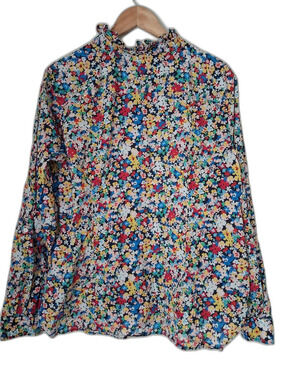 Talbots Multicolor Boho Ditsy Floral Cotton Long-Sleeve Button Down Shirt XL